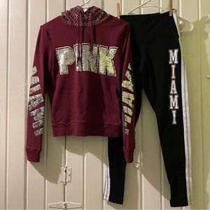 VS PINK bling Miami hoodie and leggings set X-small both